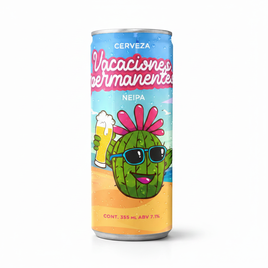 24 PACK CERVEZA VACACIONES PERMANENTES NEIPA LATA 355 ML