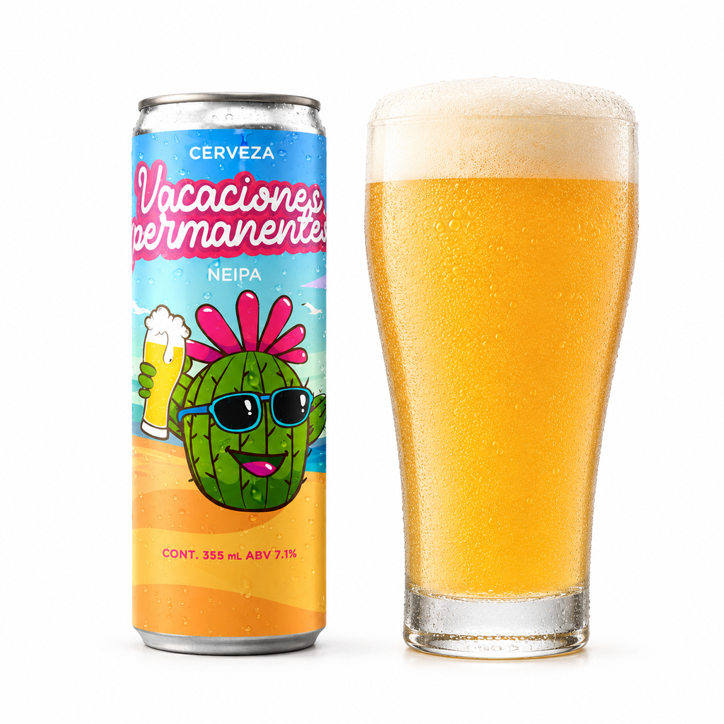 24 PACK CERVEZA VACACIONES PERMANENTES NEIPA LATA 355 ML